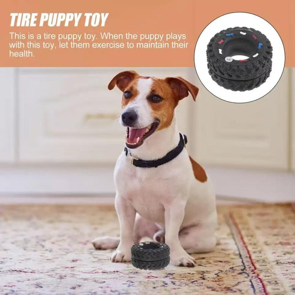 Dog Tire Squeaky Chew Toy, Bite Resistant Durable, For Small Medium Large Dogs Puppies Teething Playing Chewing, Pet Supplies