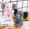 Plush Elephant Toy Grey Pink Stuffed Animal, Soft Comfort Sleeping Elephant Doll For Kids, Birthday Christmas Gift For Children