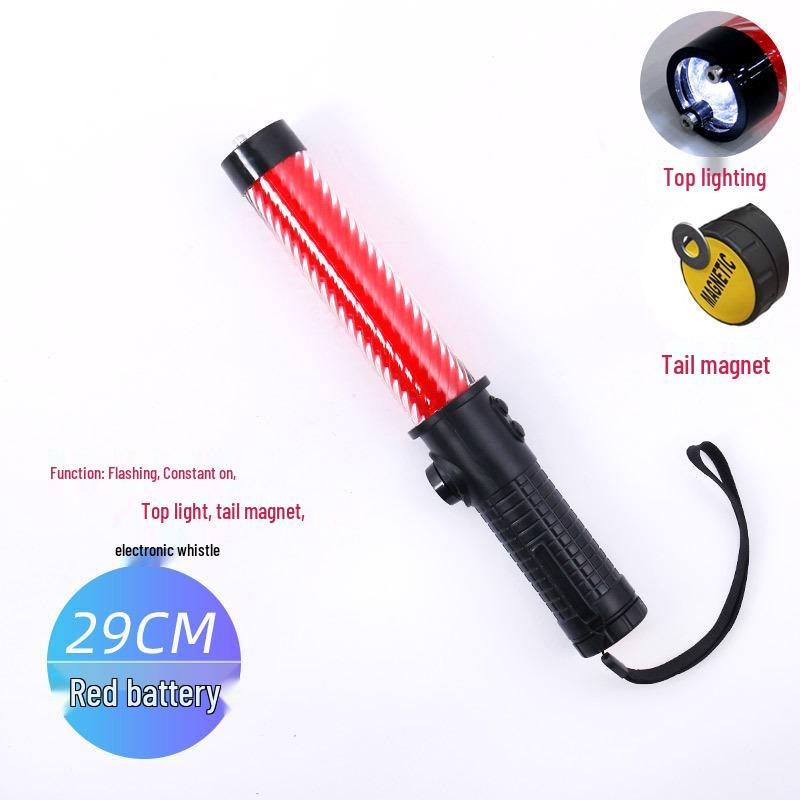 Rechargeable LED Traffic Baton with Emergency Whistle and Flashing Strobe