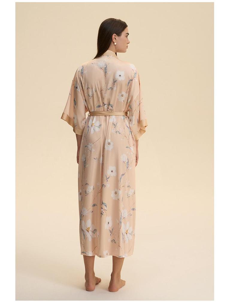 Yaoting Satin Plus Size Women's Long Sleeve Pajamas and Bathrobe Set - Spring/Fall Collection WP5021