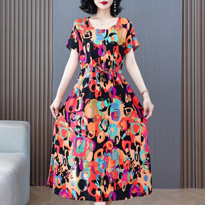 Şık Kadın Elbiseleri Yazlık Vintage Kıyafetler Günlük Büyük Beden Kısa Kollu Yazlık Uzun Elbiseler