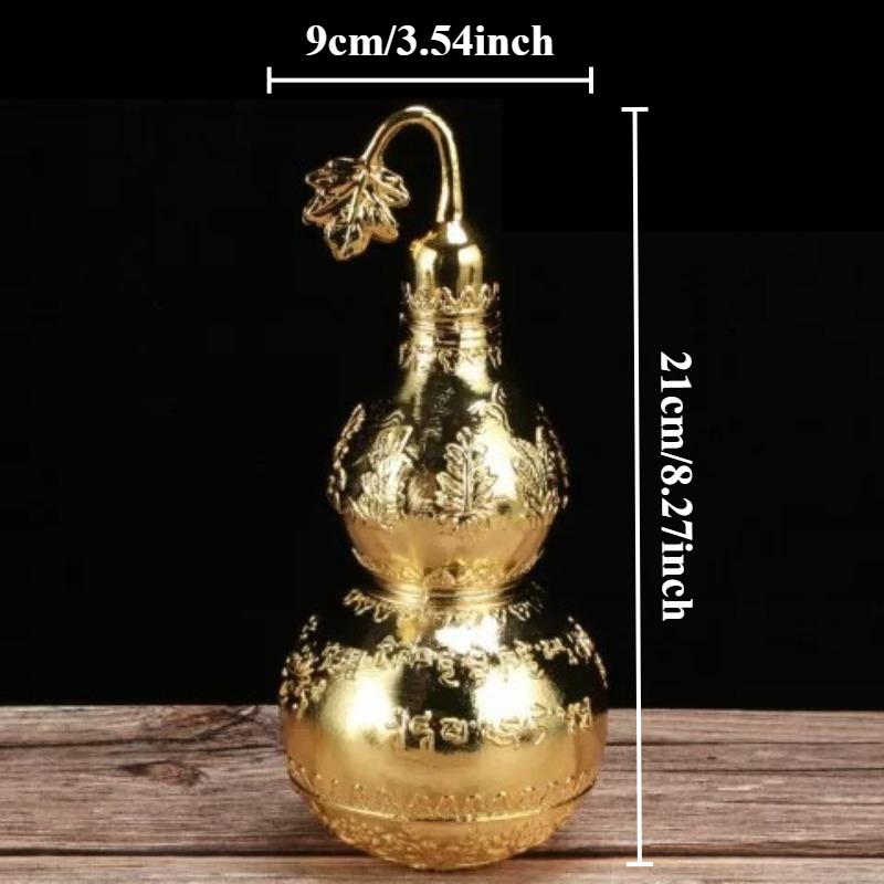 1pc Metal Gourd Ornament Home Decoration Feng Shui Accessories Hotel Gourd Ornaments Metal Decorative Crafts Gourd-shaped Design