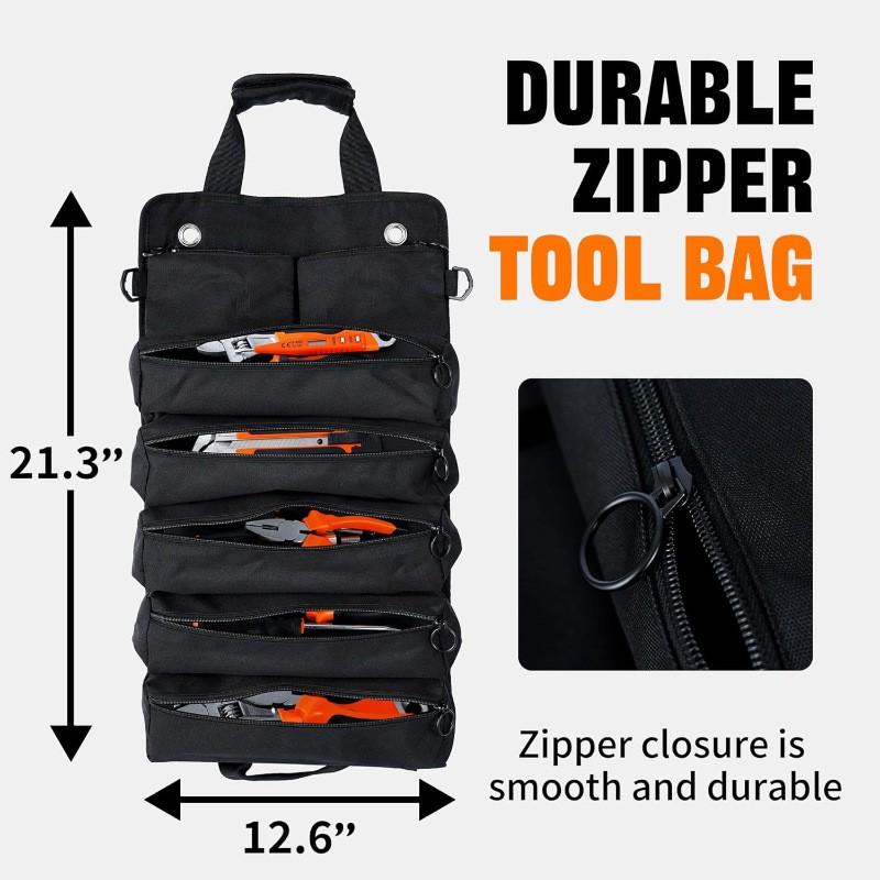 Portable Foldable Waterproof Tool Roll Bag Electricians Mechanics Carpenters Technicians