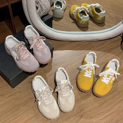 Sportowe oddychające eksplodujący żółty retro podwyższające niemieckie buty treningowe damskie 2025 nowy wiosenny grubo-podeszwowy wszechstronny buty Forrest Gump