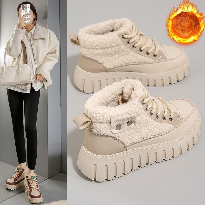 

Thick-stitched High-top Dad Shoes, New Style Sport and Casual Shoes, Cotton Shoes for Women 40 хакі