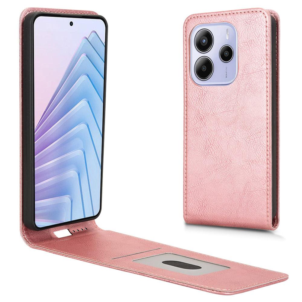 For Xiaomi Redmi Note 14 4G (163.25x76.55x8.16mm) Etui med kortlomme Magnetisk vertikalt flipdeksel i lær