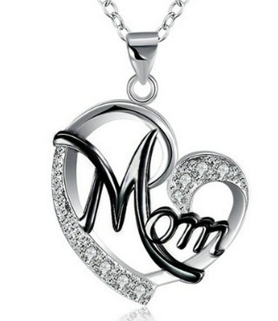 High-End Heart-Shaped Mom Necklace with Rhinestone Pendant - Perfect Mother's Day Jewelry
