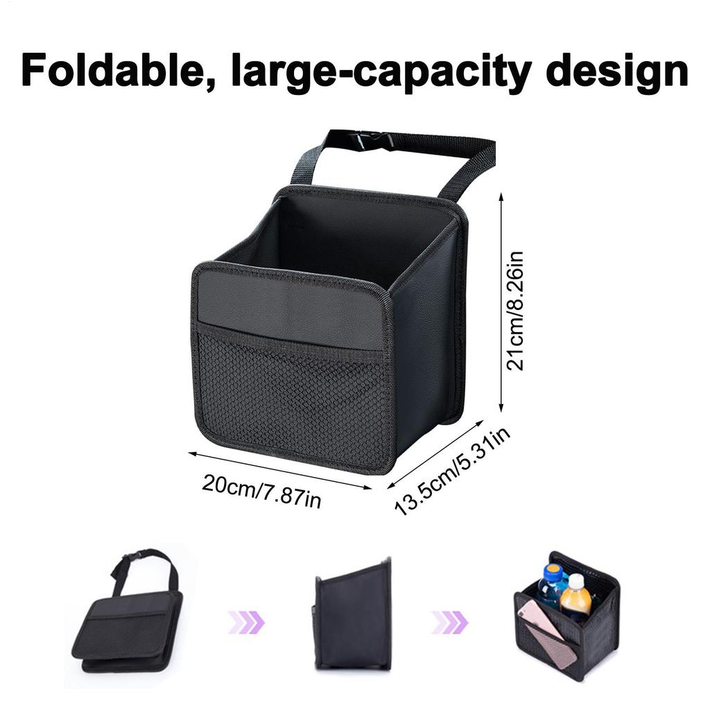 Car Seat Back Storage Bag Foldable Beverage Holder Universal Auto Back Hanging Water Bottle Carrier PU Leather Storage Bag