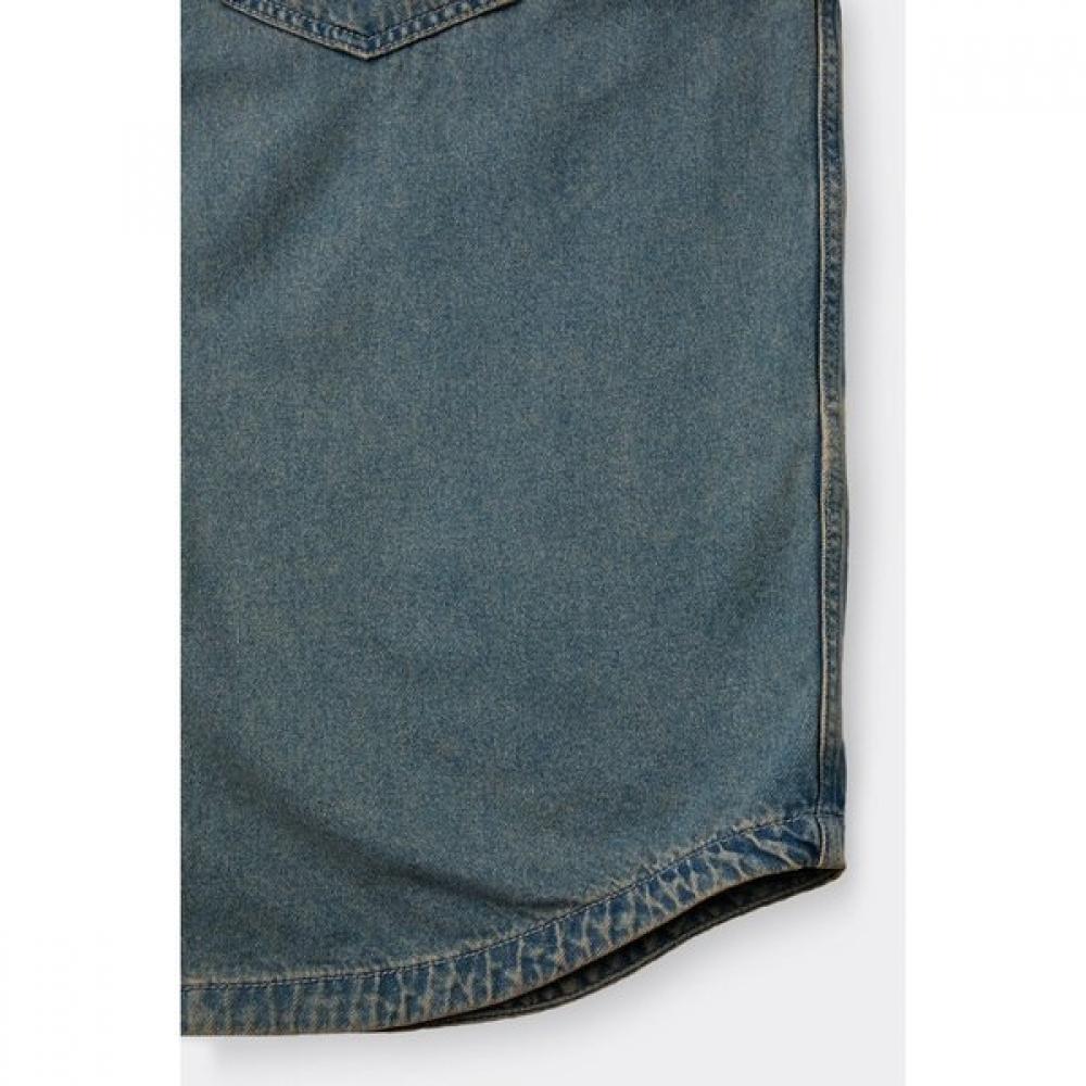 Customellow Oversized Fit Blue Denim Shirt C9sam26211bux