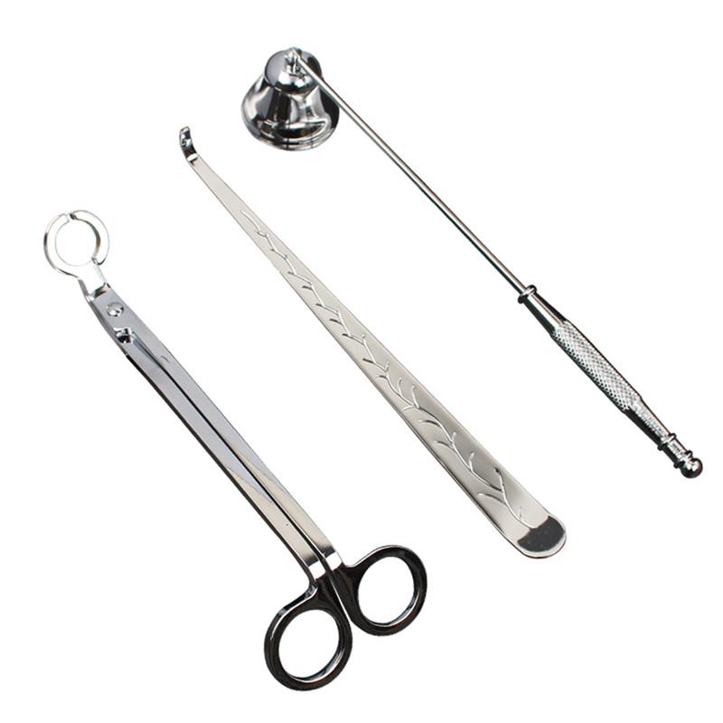 3PCS Wick Trimmer Home Care Modern Candle Tool Set Tray Rustproof Lovers Gift Snuffer Stainless Steel Portable Accessories