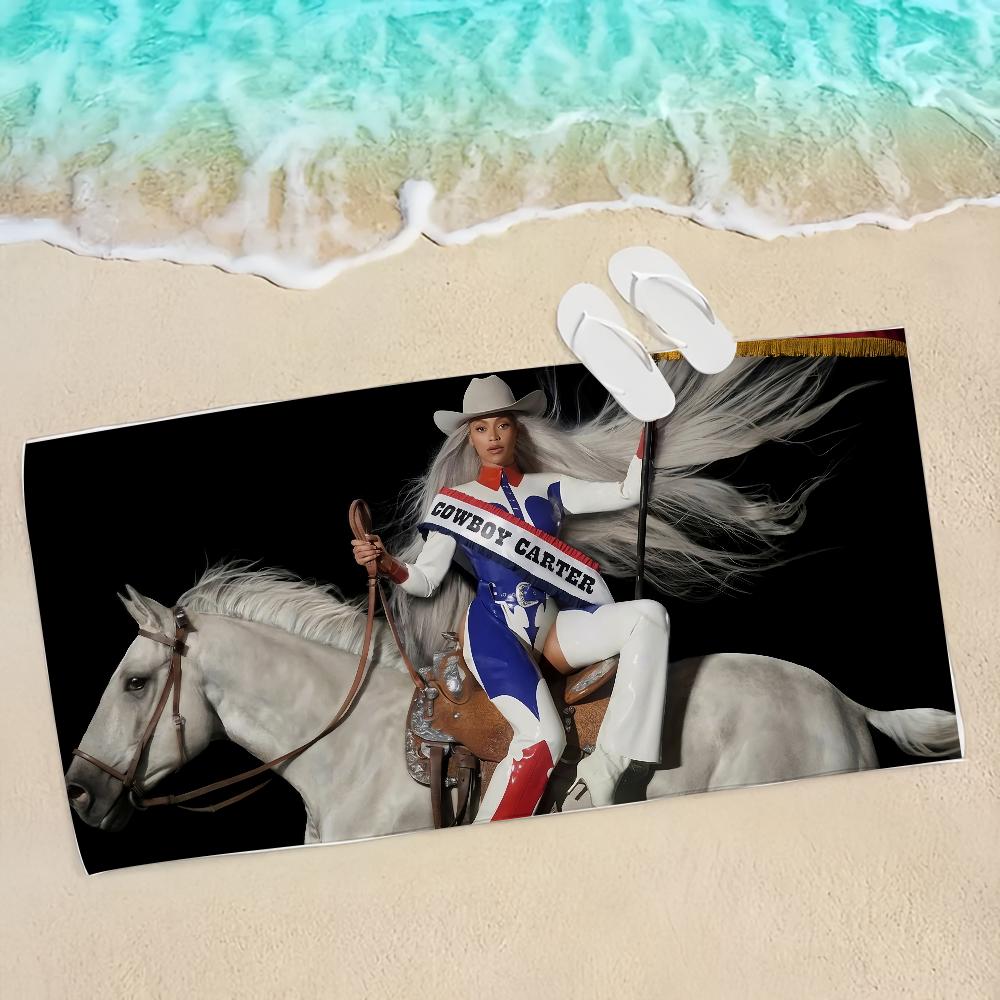 Singer Beyonce Cowboy Carter Towel Sauna Gift PoolGym Beach Travel Shower Quick Dry Sports Towels Camping Soft