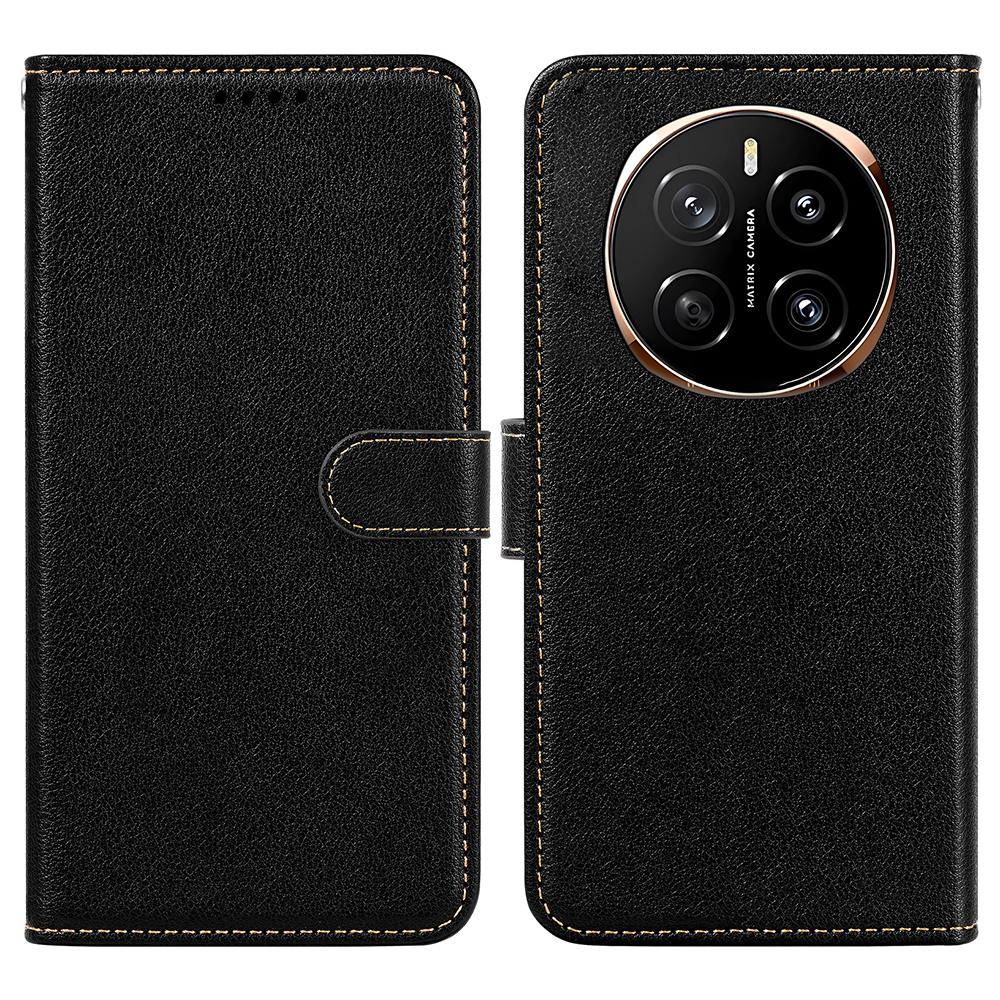 

For Honor Magic7 Pro 5G Leather Case Litchi Texture Wallet RFID Blocking Phone Cover Black