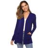 Women's Spring and Autumn Casual Knitted Cardigan Plain Color Simple Mid-Length Long Sleeve Outerwear