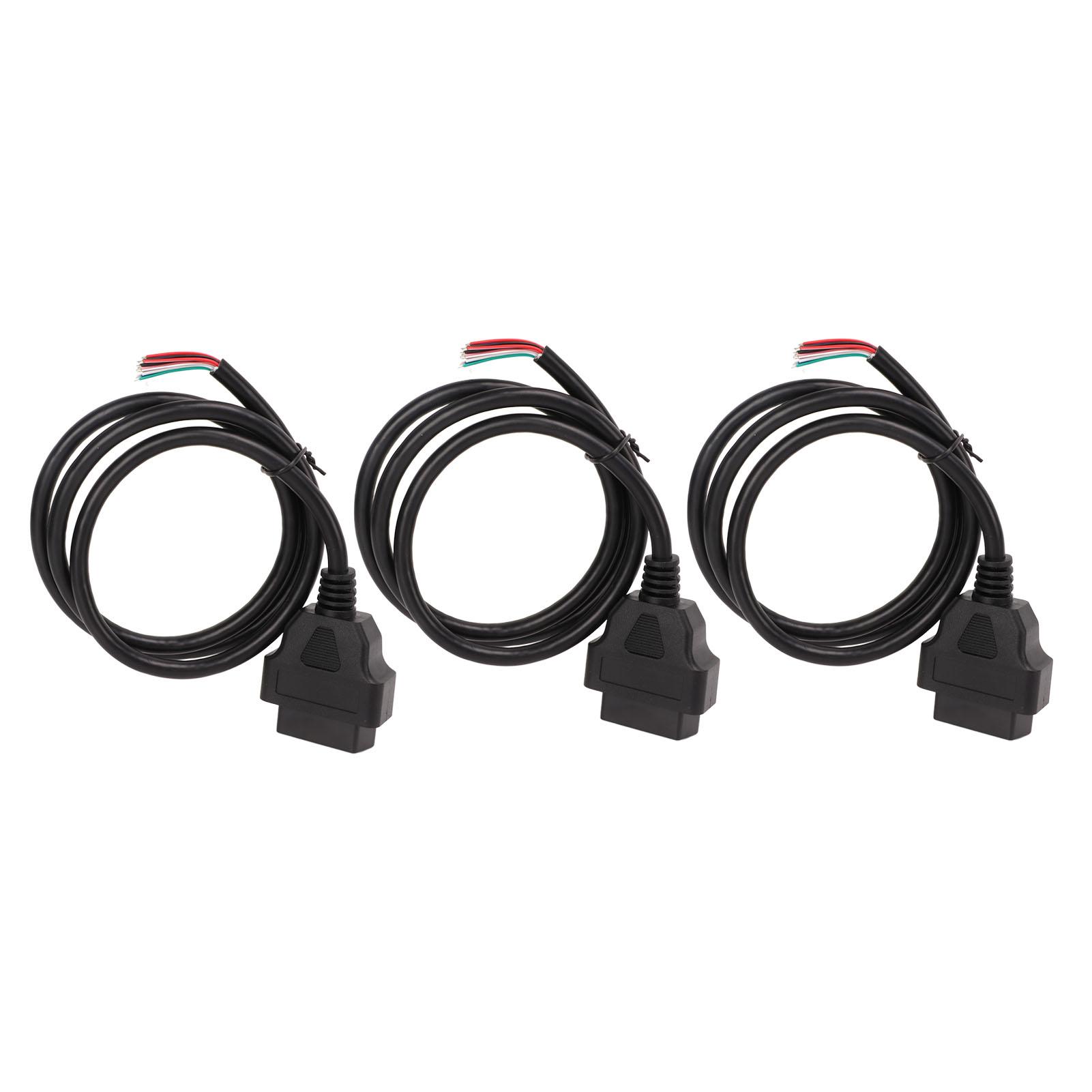 3 шт. 100 см Кабель-адаптер OBD2 16-контактный гнездо - цветные оголенные провода Разъем шнура OBD