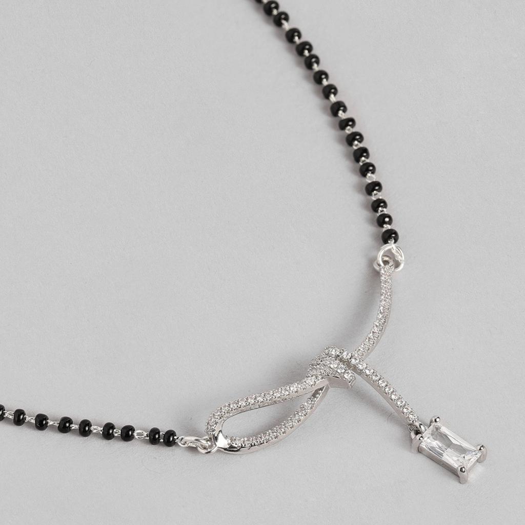 Abdesigns Short Diamond Mangalsutra, Silver Plated Indian Mangalsutra, Bollywood Actress Mangalsutra, American Diamond Mangalsutra