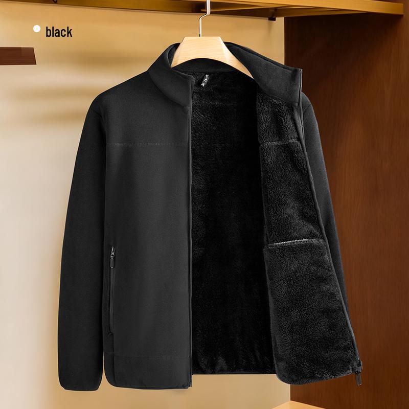 LOMON 2025 Men s Sherpa Fleece Jacket for Middle-aged and Elderly – Winter Casual Wear 3XL