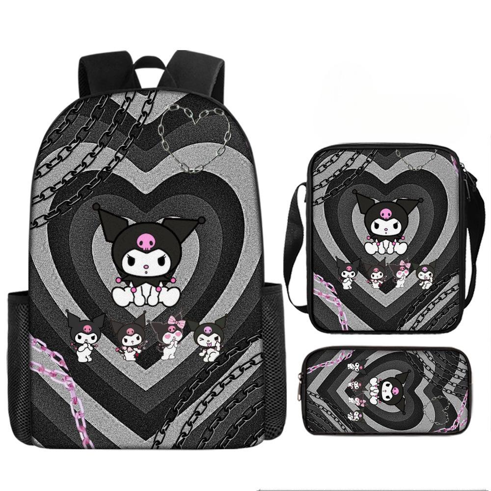 School Bag Student Backpack Cute Girl Lightweight Backpack Large Capacity Three-Piece Backpack