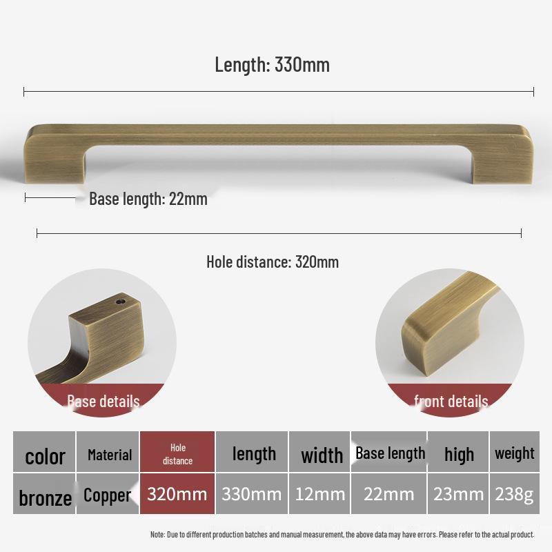 Bronze Brass Pull Handle: New Chinese Style Cabinet, Wardrobe & Drawer Retro Door Handle