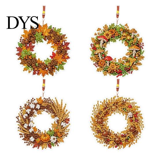 Faux Diamond Painting Craft Set 4Pcs Hanging Art Kit for Christmas Tree, DIY Mini Diamonds Acrylic Pendant Ornament Kit, Window Adults Beginners