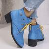Scarpe Taglie Forti da Donna 36-43 Autunno Inverno Moda Stringate con Plateau Punta Affilata Stivaletti Calzature Casual da Donna
