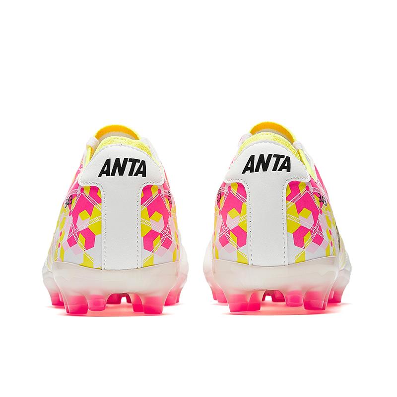 Anta Professional Training MG (Rubber Short Stud) Wear-Resistant Non-Slip Soccer Shoes Men Soccer Shoes White Pink Yellow 412511122-1