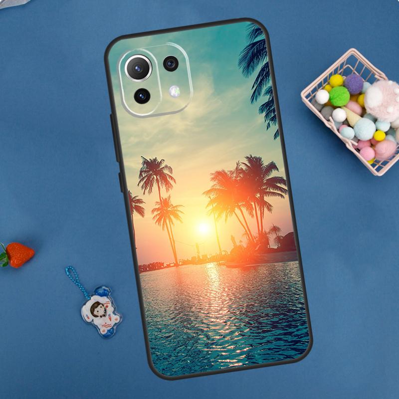 Sommer Strand Sonnenuntergang Palmenbaum Hülle Für POCO F5 X3 X5 Pro X4 F4 GT C40 M5s F3 Abdeckung Für Xiaomi 13 12 Lite 12T 11T Pro 12X