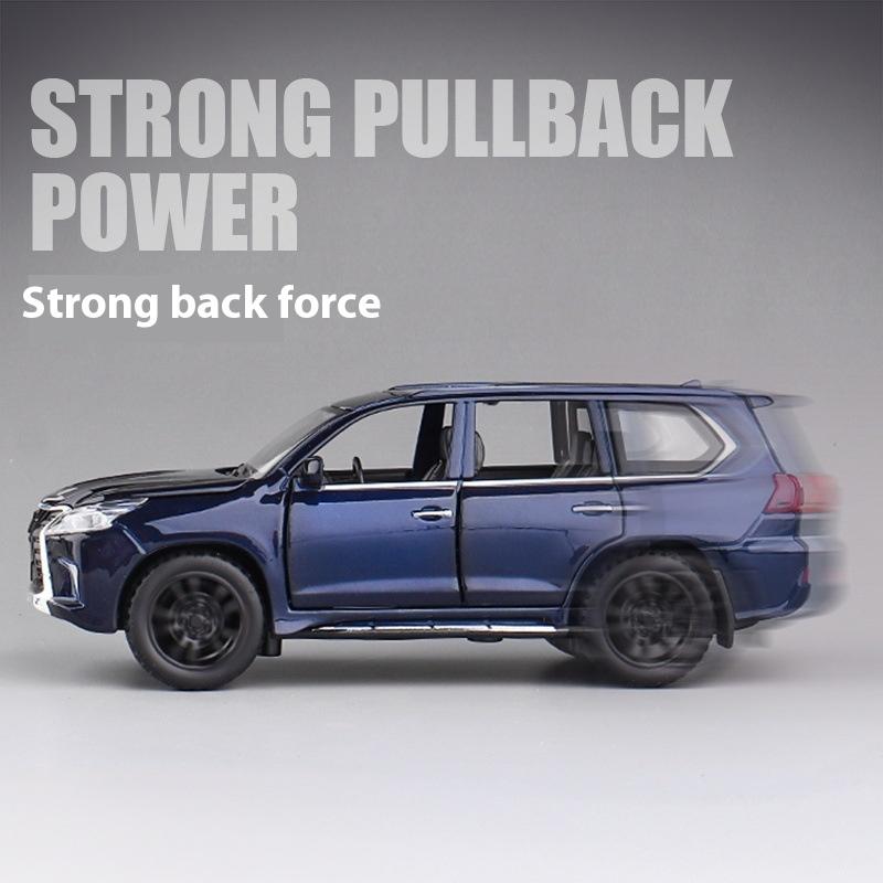 1/32 LEXUS LX570 SUV Alloy Off Road Diecast Metal Model Sound & Light Pull Back Toy Trendy Display Ornament Gift for Boy Collect