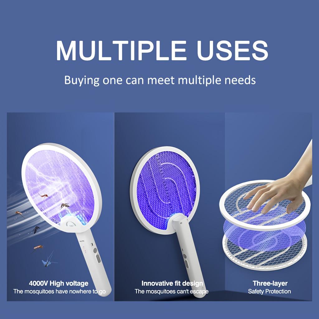 2-in-1 Electric Mosquito Swatter&rechargeable Mosquito Killer Lamp, 3-layer Safety Net, On/off Automatic Mode, High-voltage Insect Trap