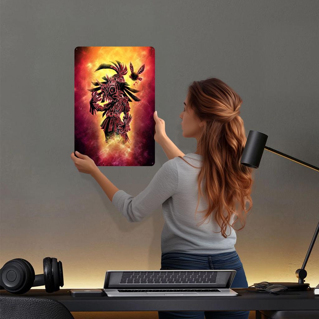 Link Zelda Spiel Gaming Schild Videospiel Poster Wandkunst Wandbild Individuelle Metallschilder für Wanddekoration Zauberstab Deko Heimdeko