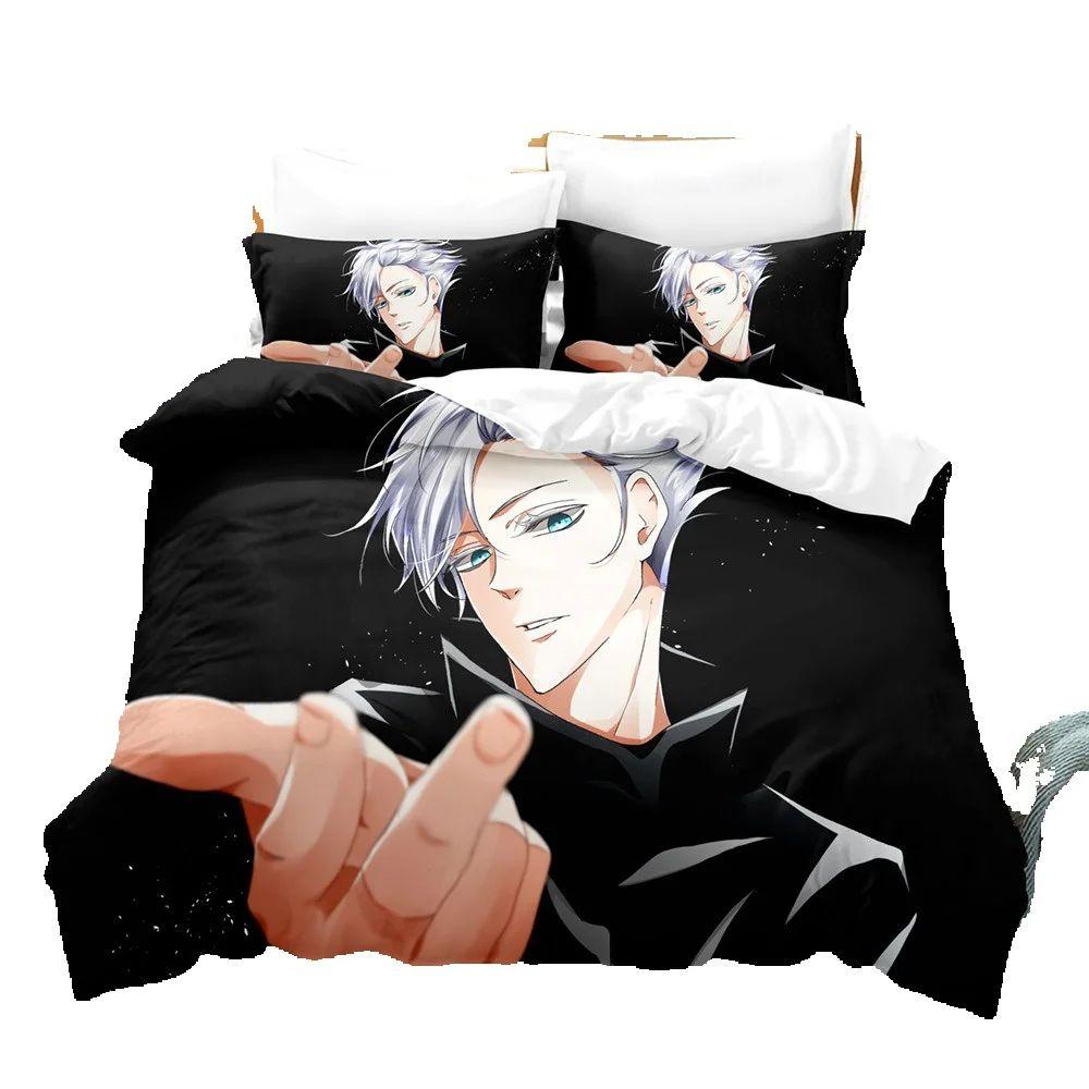 Japanese Famous 3D Anime Jujutsu Kaisen Satoru Gojo Christmas Gift King Twin Double Child Bedding Set Microfiber Duvet Cover Set