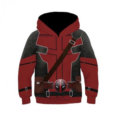 Moletom com Capuz 3D Deadpool para Crianças, Pulôver Anime de Super-Herói, Tops de Moletom Confortáveis e Respiráveis