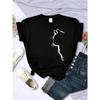 Simple Strokes Of Cat Funny Printed Women T-Shirt Fashion Casual Short Sleeve O-Neck Personality Street Tee Clothing Summer Tops
