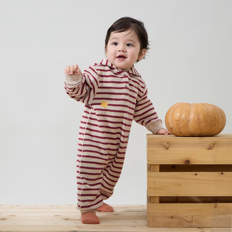 Papa Striped Navy Collar Baby Romper 90cm