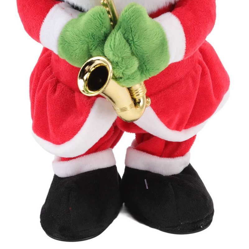Bambola Decorazione Natalizia Musicale Elettrica 32X13cm Con 8 Canzoni Riproduzione Continua Danzante Cantante Luminosa Oscillante Peluche Regali