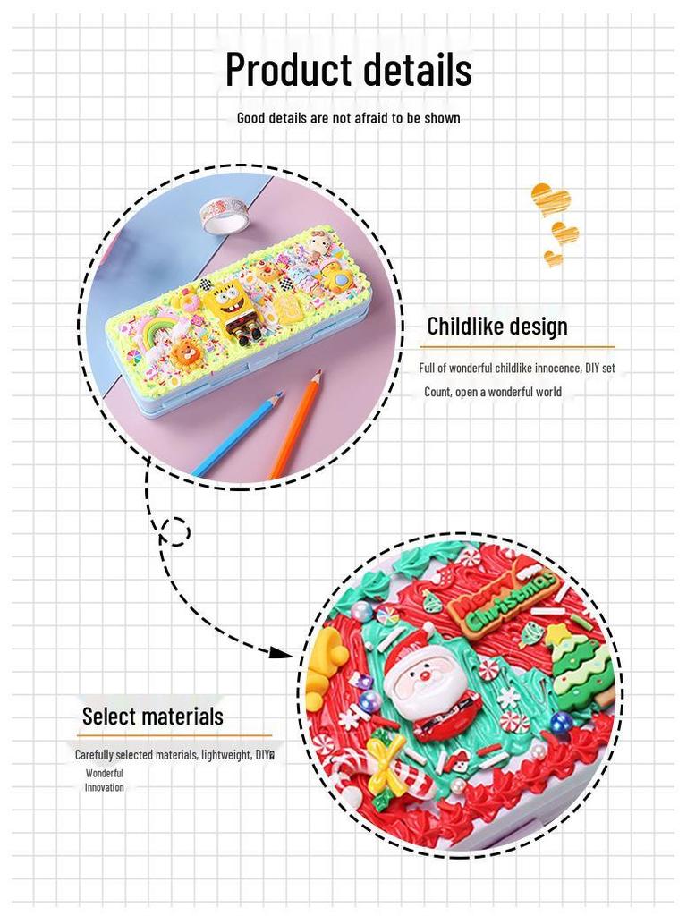 Dvoupatrový penál: Dětský DIY Ručně vyráběný krémový lepidlový obal pro žáky základních škol - Narozeninový dárek