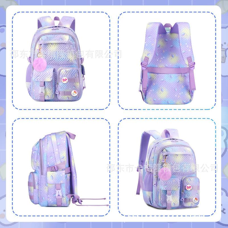 School Bag, Primary School, Junior High School Girls Are Lightweight To Reduce The Burden, School Bag Students Three-Piece Backpack