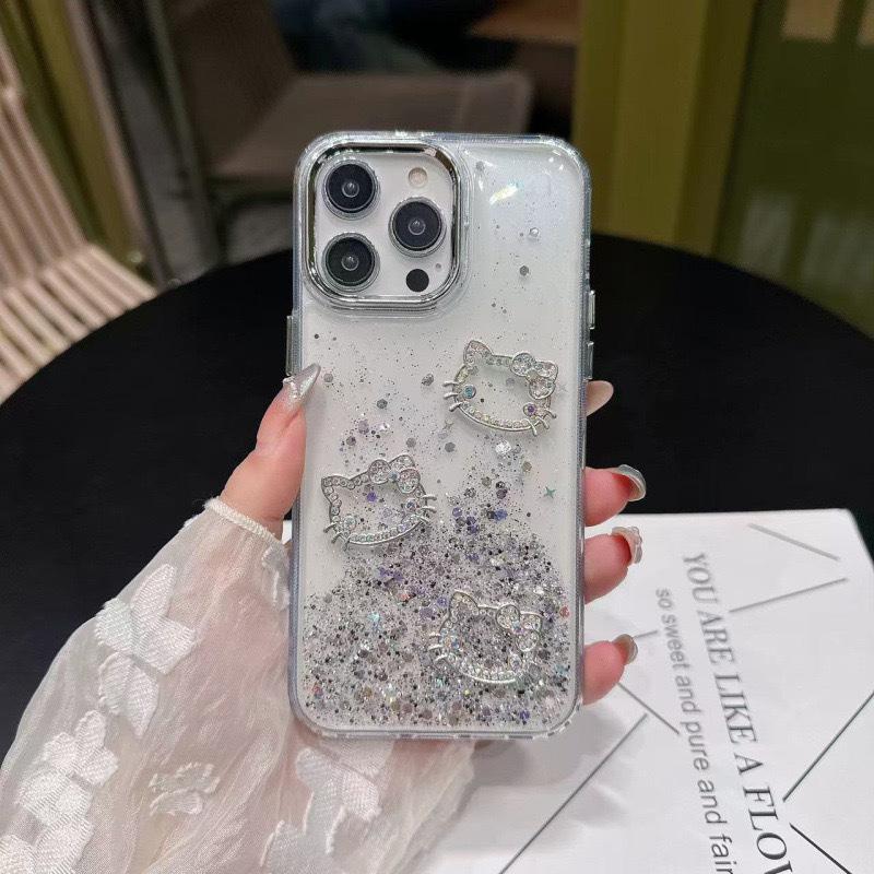 

Rhinestone Bow Tie Kt Mickey Mouse Mobile Phone Case For Apple 17Prmax Sequins Iphone16 Premium Cherry iPhone 17Promax