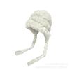 Rabbit fur knitted plush hat women's autumn and winter big head circumference showing face small wool ear protection hat cold protection plush hat