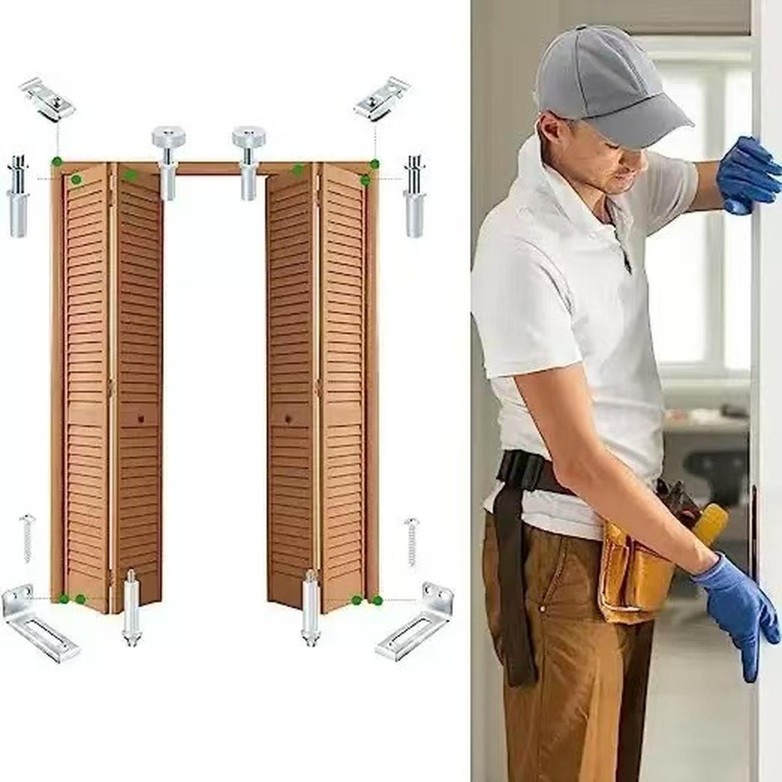 

Комплект фурнітури для складних дверей Металевий верхній ролик Набір з єднувачів для кількох дверей one size срібний