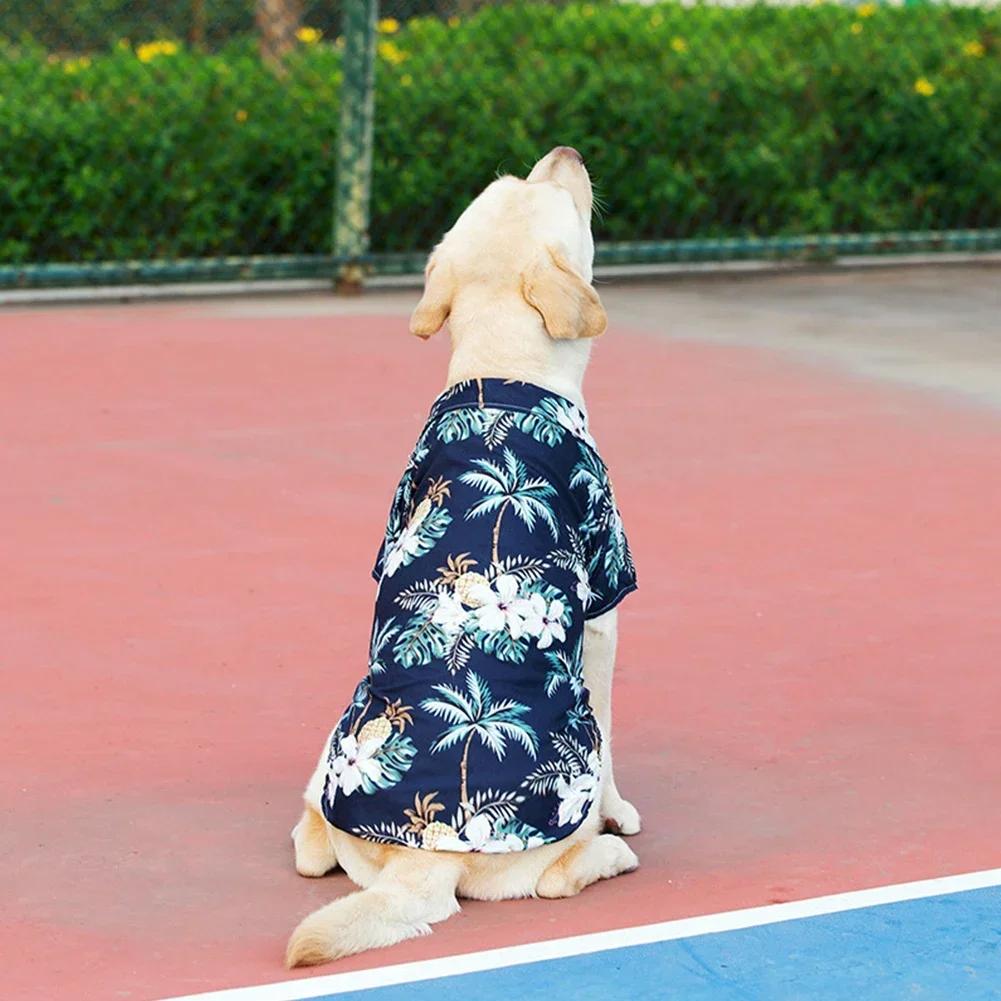 Small and Medium-sized Dog Beach Pineapple Shirt Hawaiian Pet Dog Cat Golden Retriever Spring and Summer Season Clothing