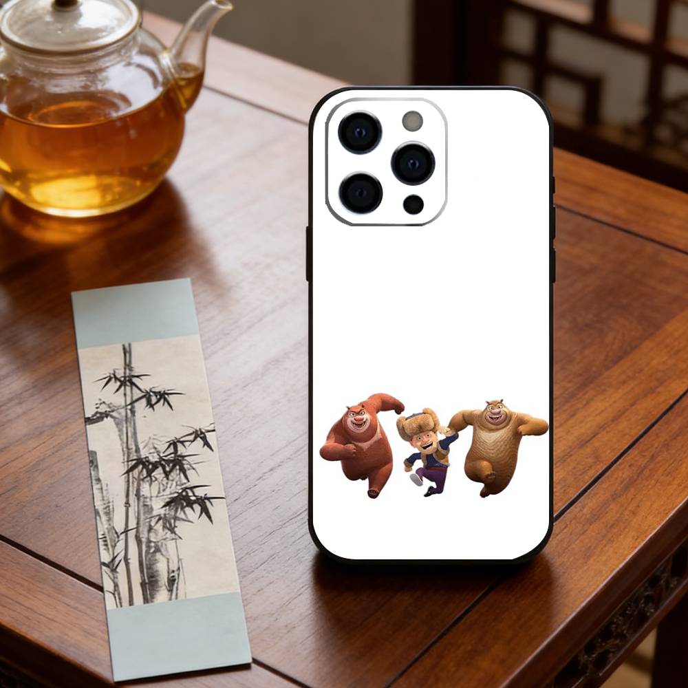 

Cute cartoon Boonie Bears Phone Case For iPhone 17,16,15,14,13,12,11 Plus,Pro Max,XS,Soft Silicone Black Cover iPhone11PROMAX
