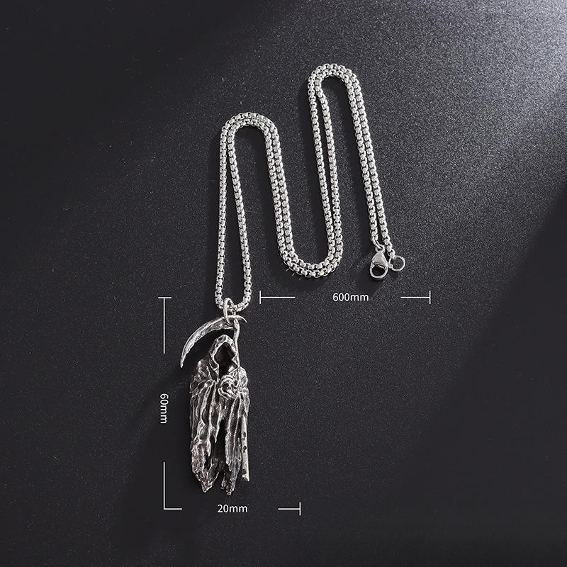 Death Skull Necklace Bouncing Trend Brand European and American Sweater Chain Accessories Domineering Versatile Men's and Women's Pendants