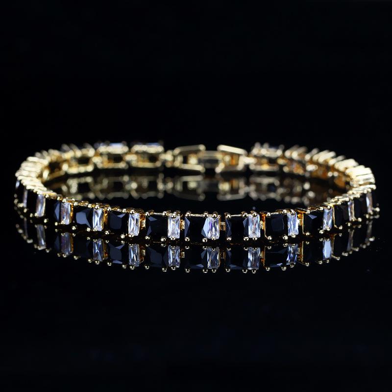 Jewelry, Environmentally Friendly Copper Electroplated Real Gold Zircon Bracelet, Inlaid Zircon Gemstone Jewelry.