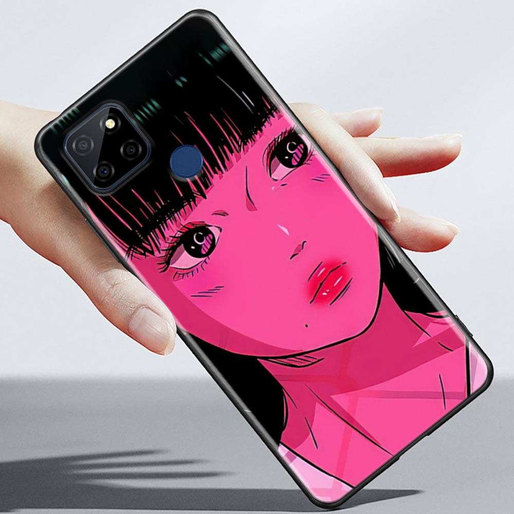 Super Cute Girl Anime Phone Case For OPPO Realme 5 6 7 7i 8 8i 9 9i V25 F9 F17 F19 5G 4G Pro Narzo Speed Black Soft Cover Fundas