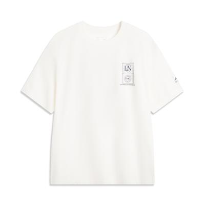 Minimalista Casual Letra Gola Redonda Pulôver Manga Curta Camiseta Tops Masculinos Off-White AHSV481-1