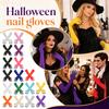 Women's Halloween Witch Long Gloves with Fake Nails - Dark Gothic Stretchy Gloves for Cosplay Party