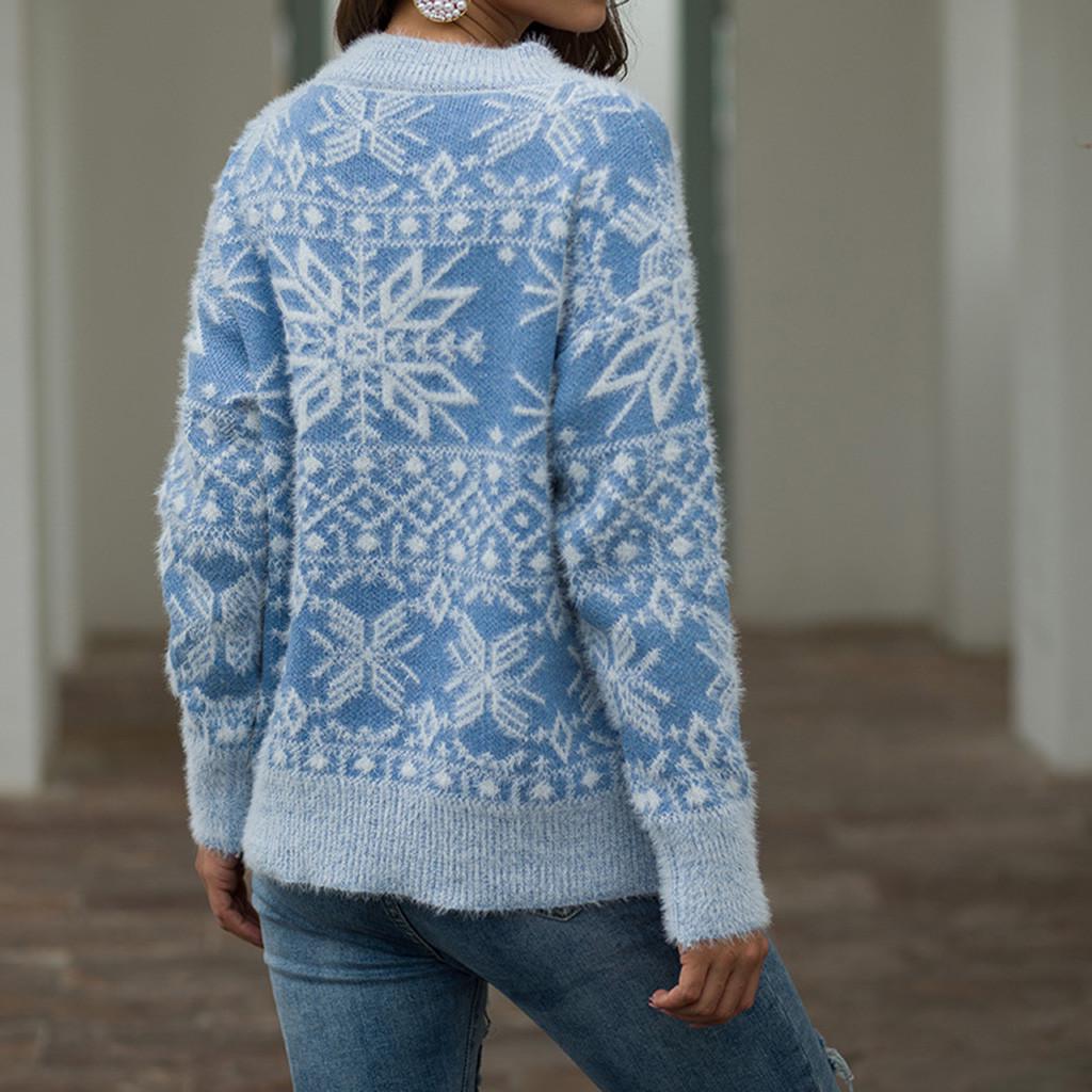 Women Christmas Sweater Long Sleeve  Christmas Tree Knitting Sweater Tops