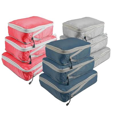 3pc/Set Compressible Packing Travel Storage Bag Cubes Waterproof Clothing Suitcase Nylon Portable With Handbag Luggage Organizer