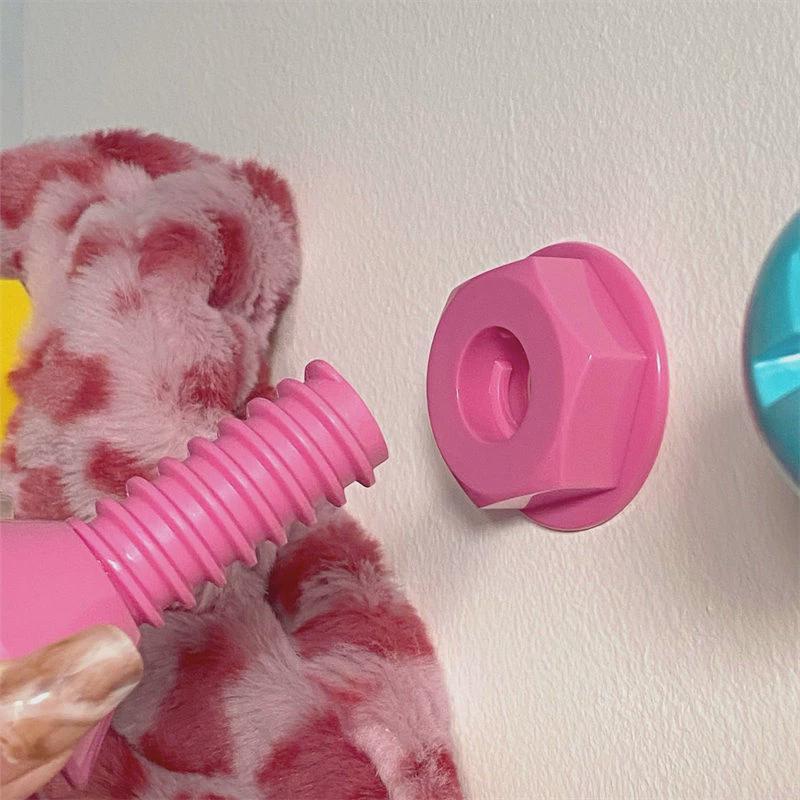 Colorful Cartoon Hooks A Set Of 3 Adhesive Hole-Free For Bag Storage Wall Hooks, Cute And Practical Home Accessories