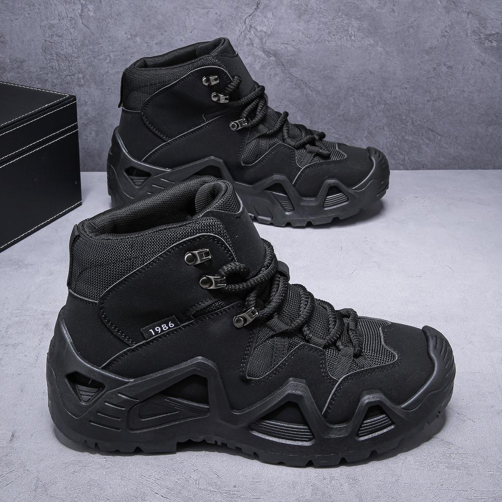 Men'S Mid Top Boots, Outdoor Sports Shoes, Hiking Shoes, Anti Slip Trendy Workwear Shoes, Training Shoes, Sports Shoes